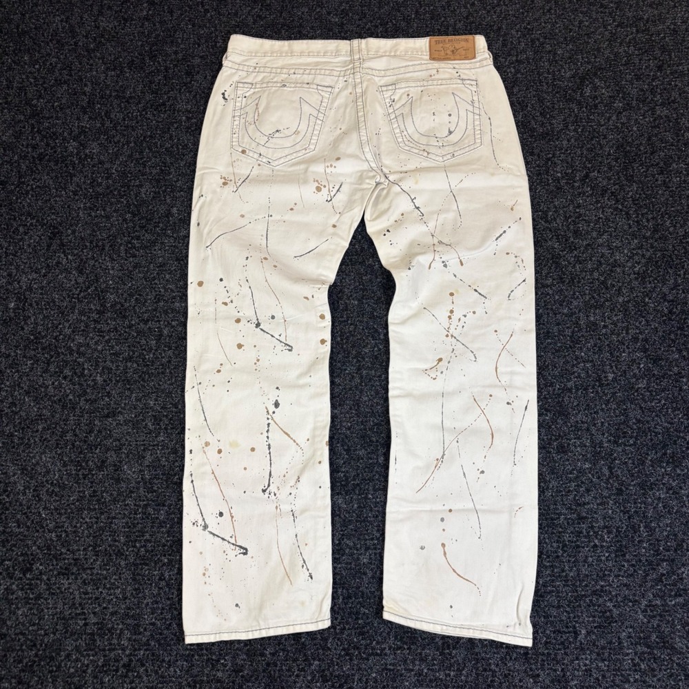 True Religion Section Skinny Jeans Men 40 Off White Paint Splatter Distressed